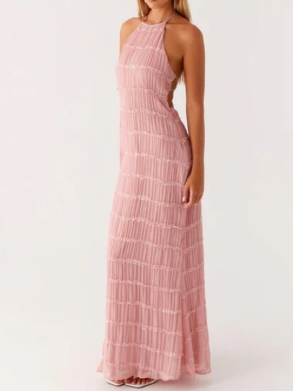 Peppermayo Pink Halter Maxi Dress Size 4
